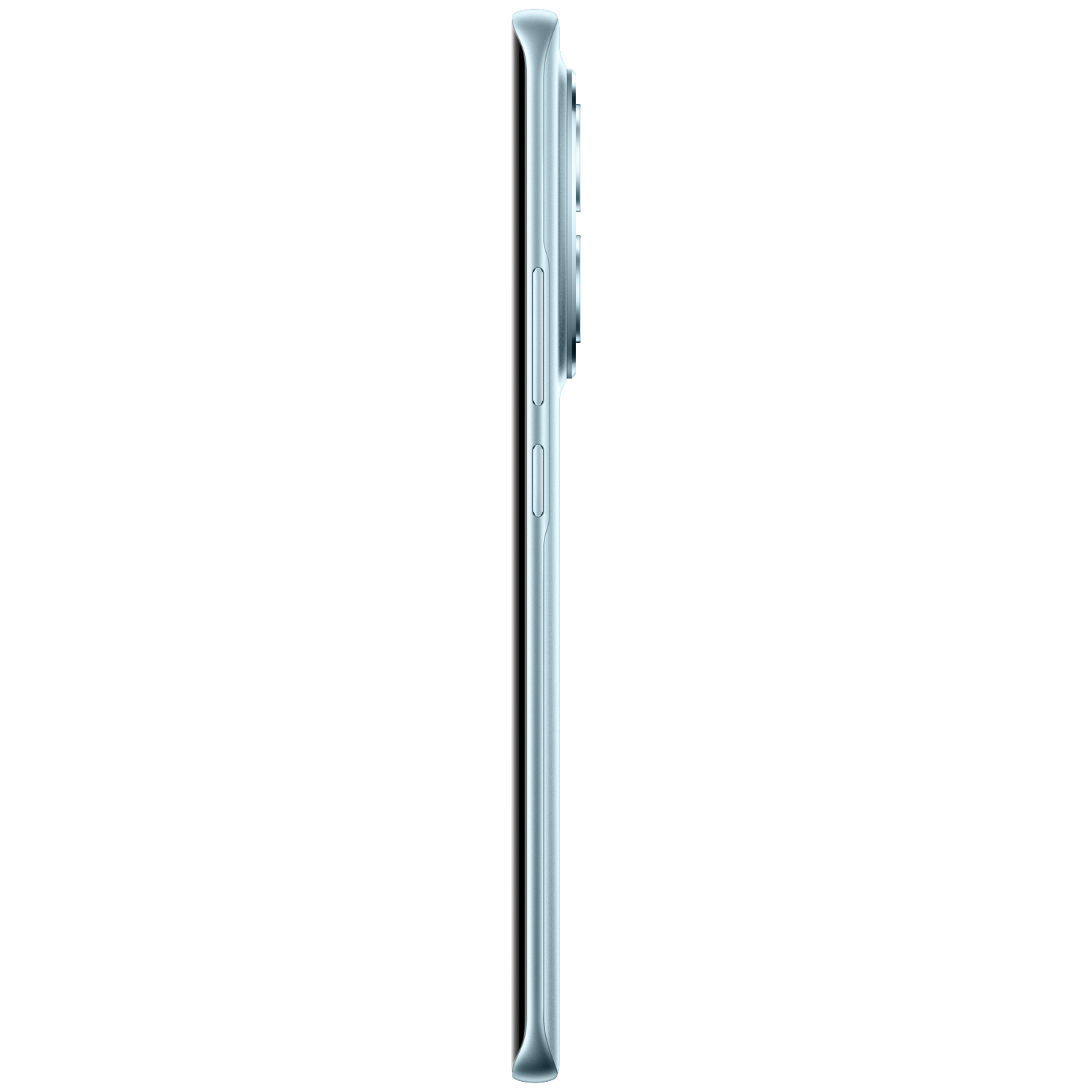 A light blue smartphone with cameras on the right side, white background.
