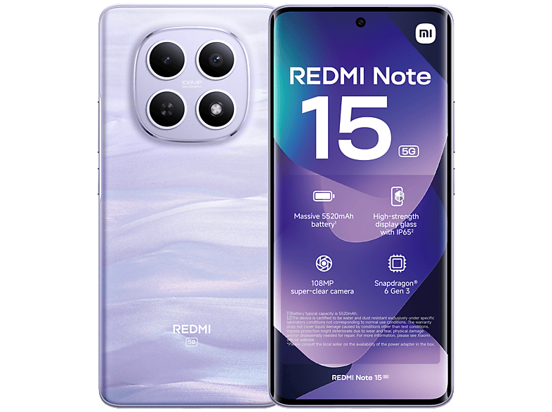 XIAOMI Redmi Note 15 5G | 8GB/256GB Paars - 256 GB Paars | MediaMarkt