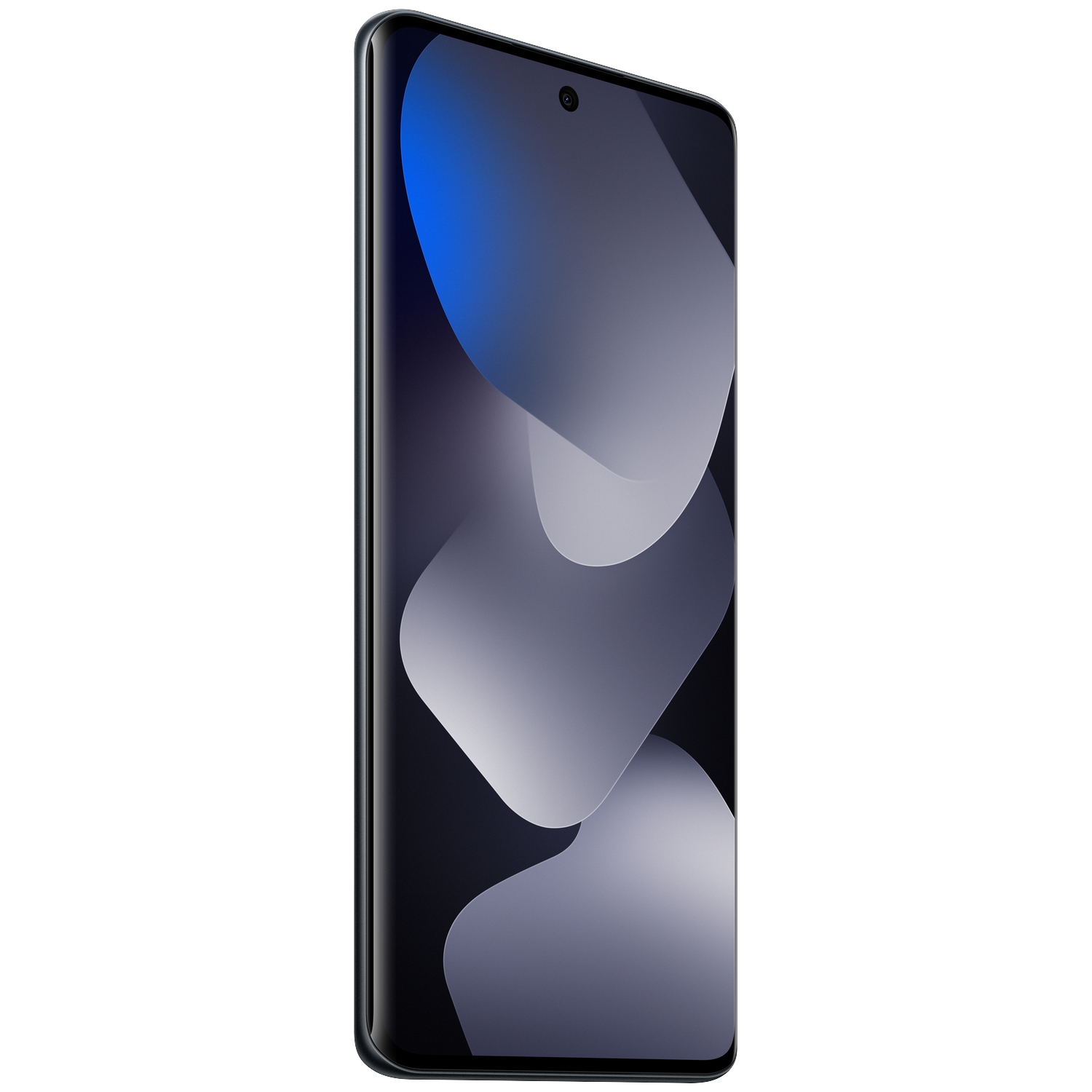 Un smartphone sombre affichant un fond d'écran abstrait sur son écran.