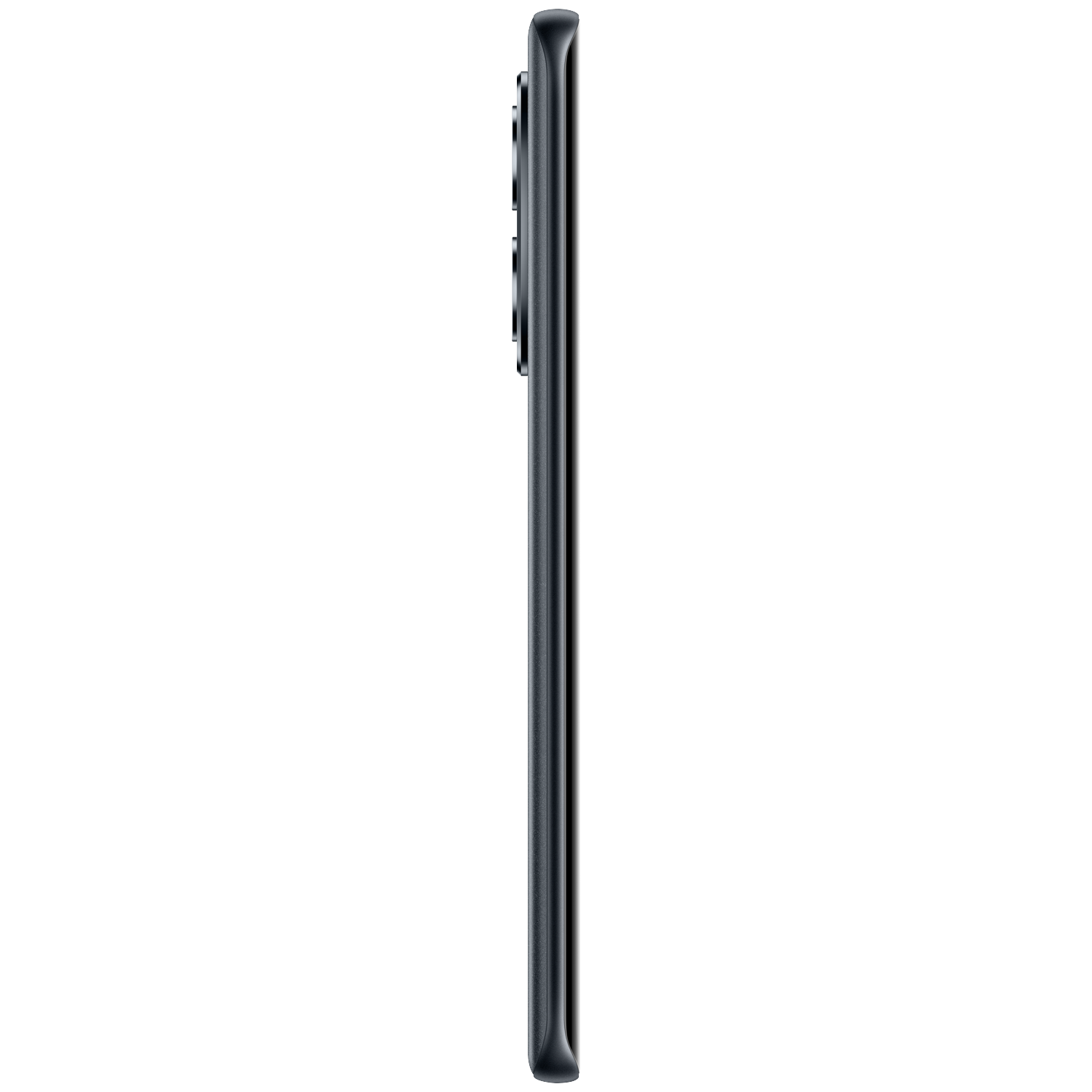 Profil de smartphone gris foncé avec module caméra sur fond blanc.