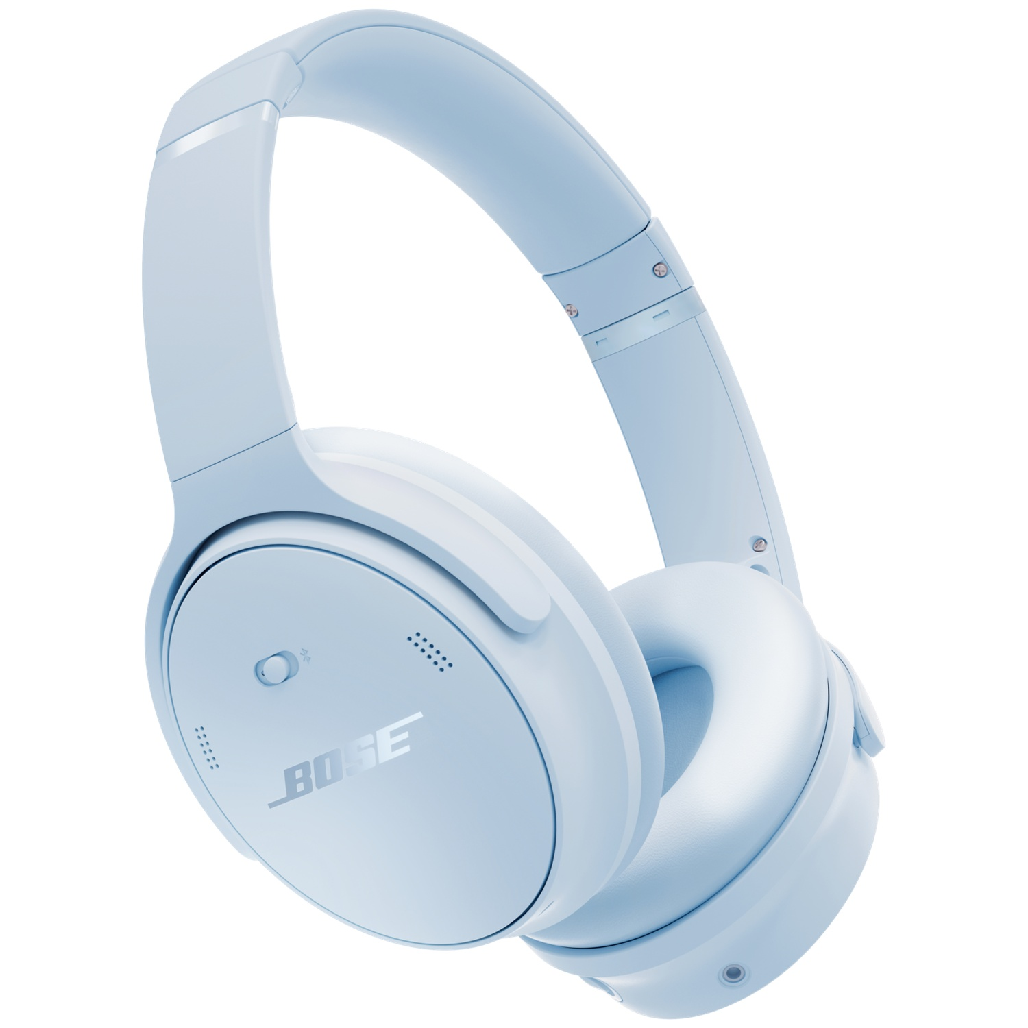 Light blue Bose headphones with silver logo on a white background.