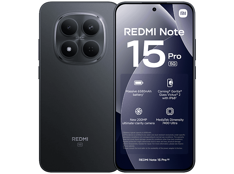 XIAOMI Redmi Note 15 Pro 5G 8GB/256GB BLK | 256 GB Zwart | MediaMarkt