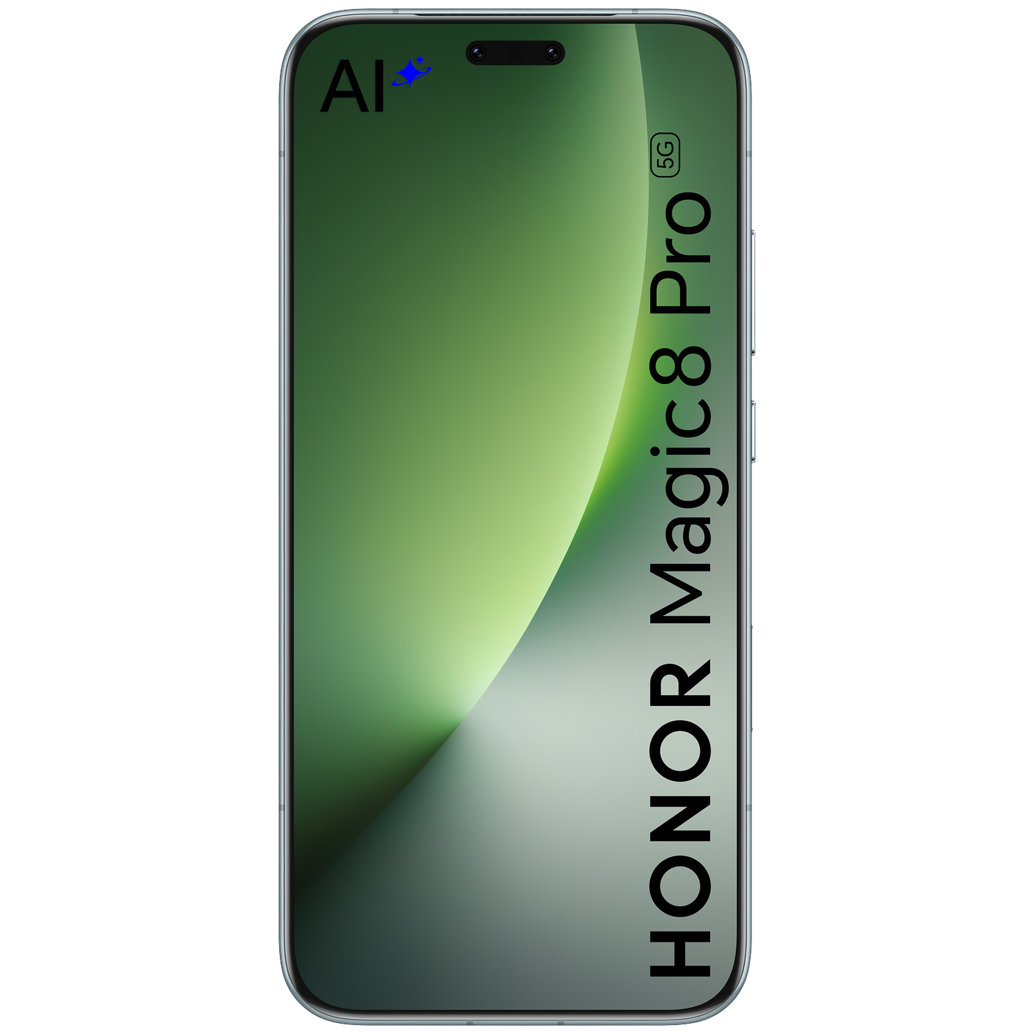 Honor Magic8 Pro 5G smartphone with green background and AI logo.
