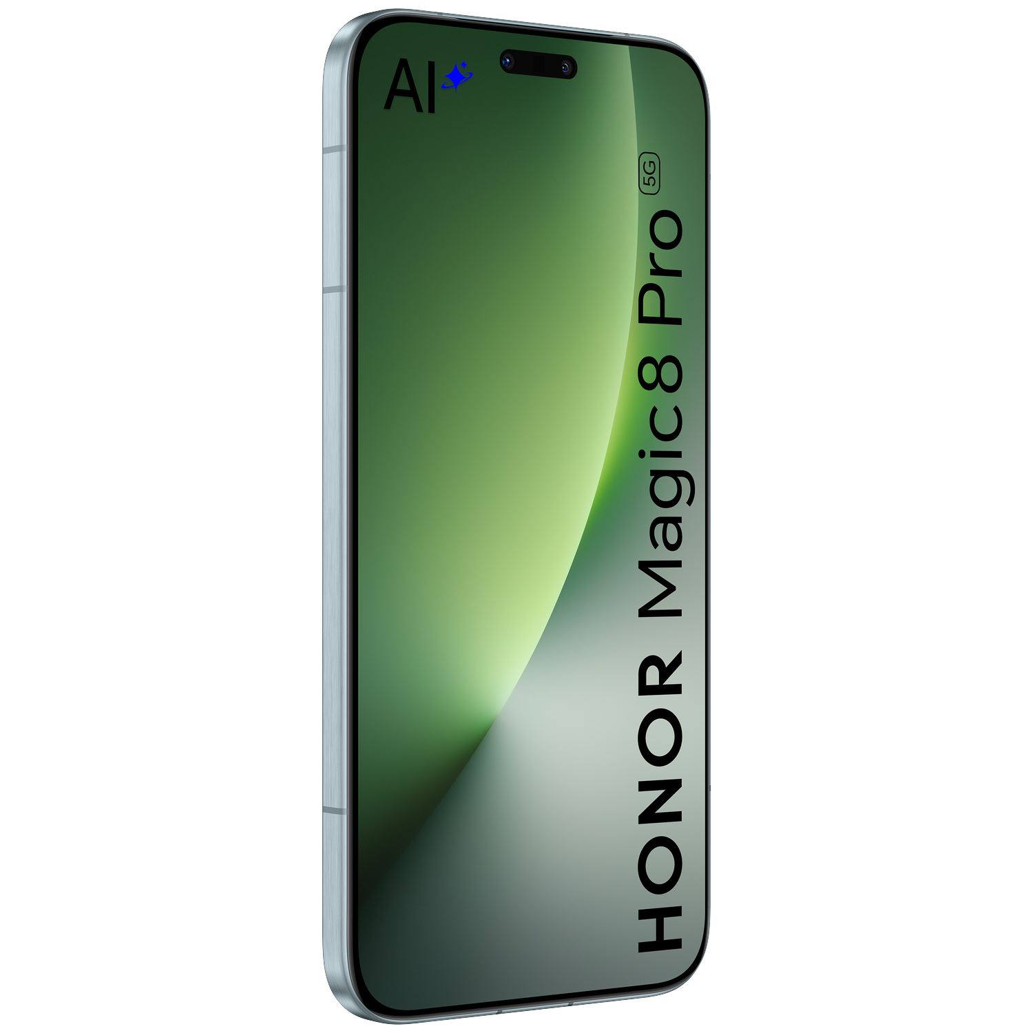 A sleek, silver smartphone with "HONOR Magic8 Pro 5G" text on screen.