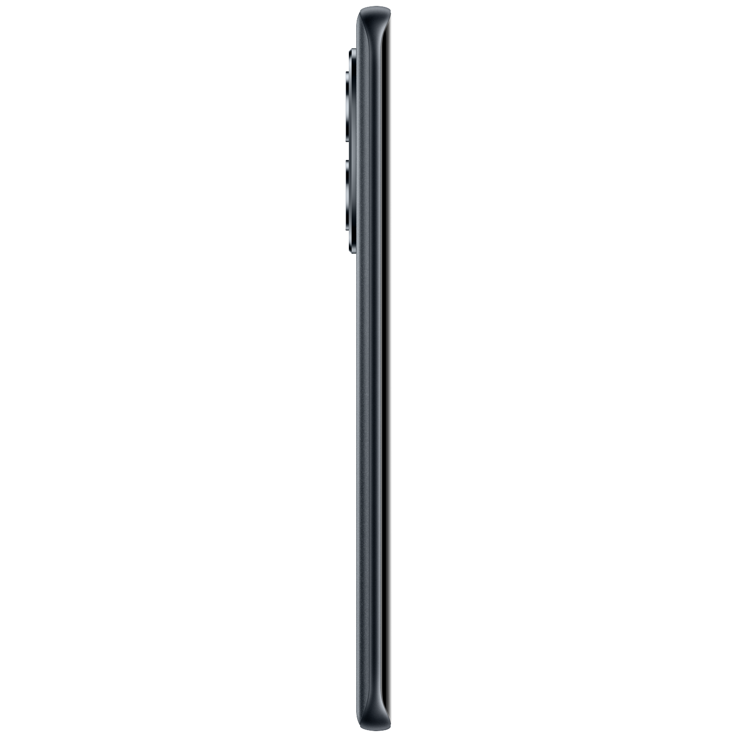 Black smartphone shown from the side, with visible camera module.