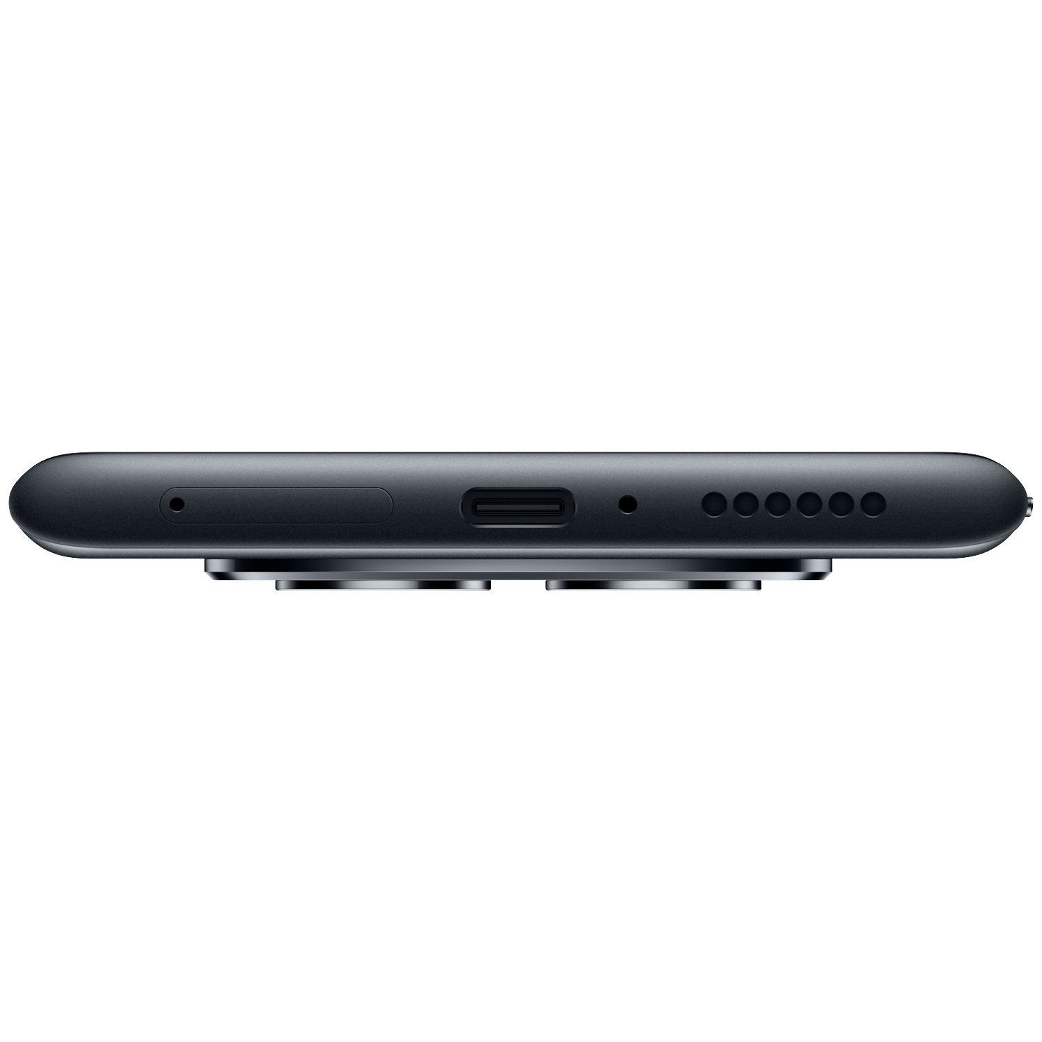 The bottom of a dark smartphone showing the charging port and speaker grilles.