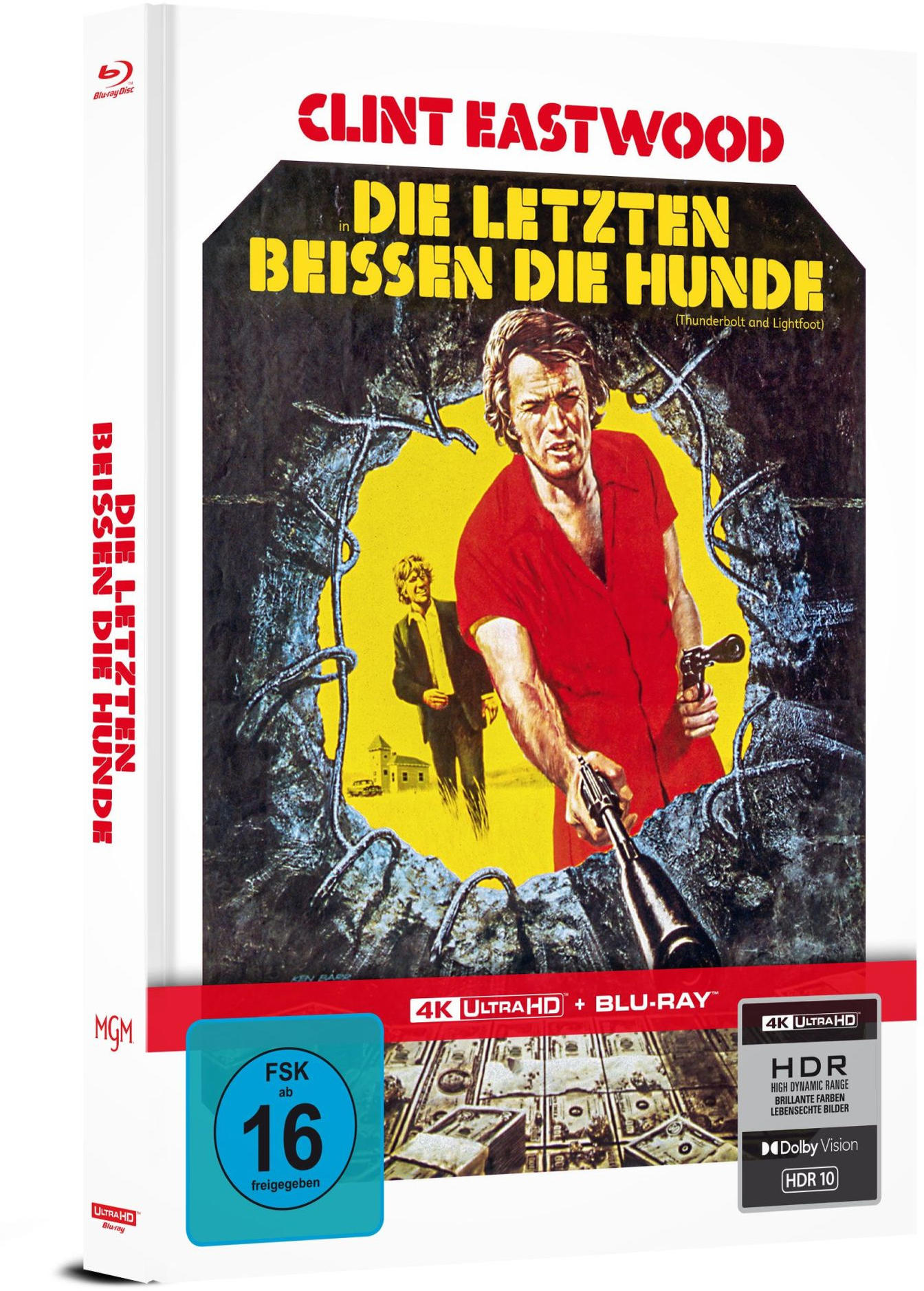 Clint Eastwood in "Die letzten beißen die Hunde" 4K UHD + Blu-ray Cover mit FSK 16.