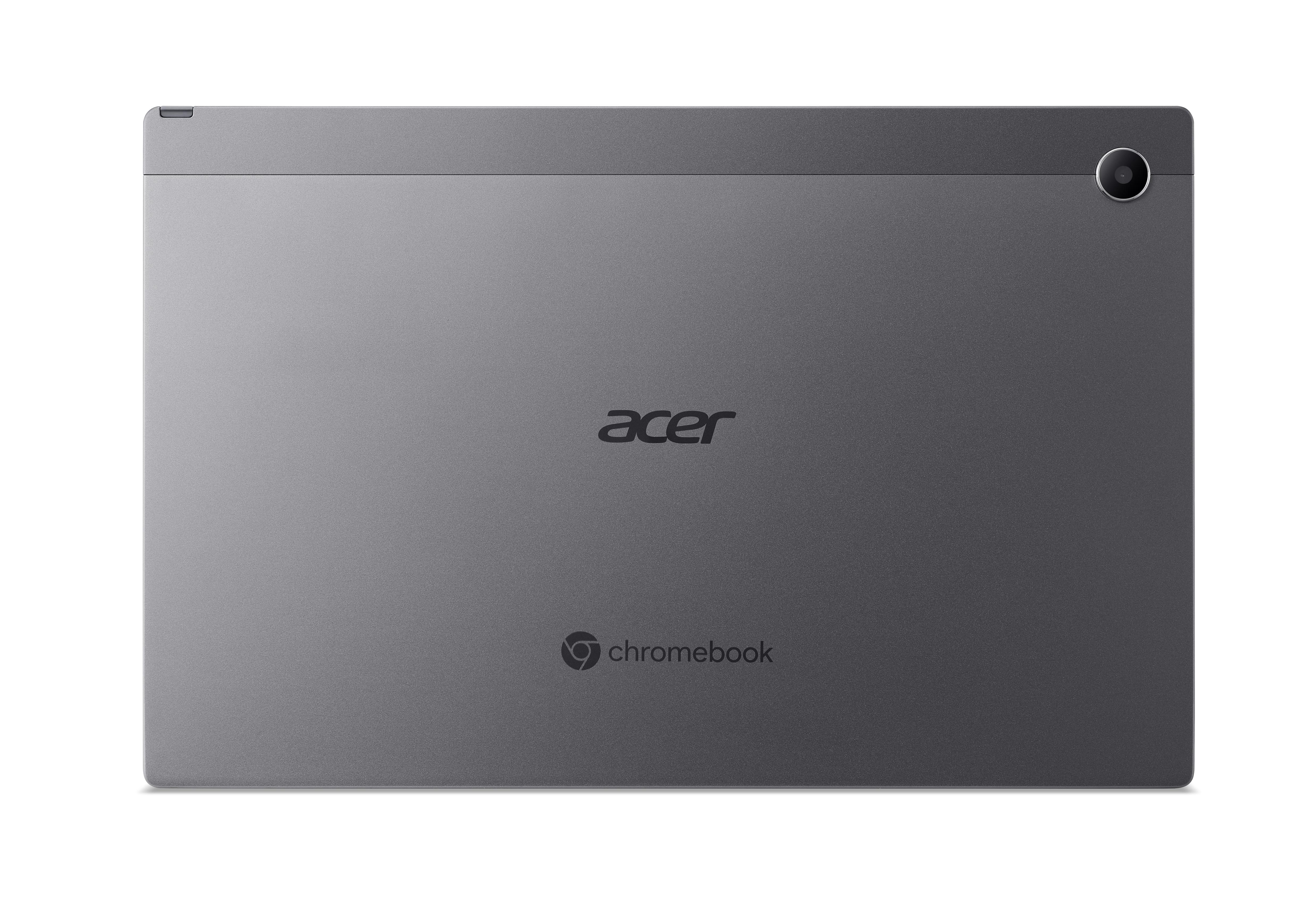 Graues Acer Chromebook mit Kamera und Logo auf der Rückseite.