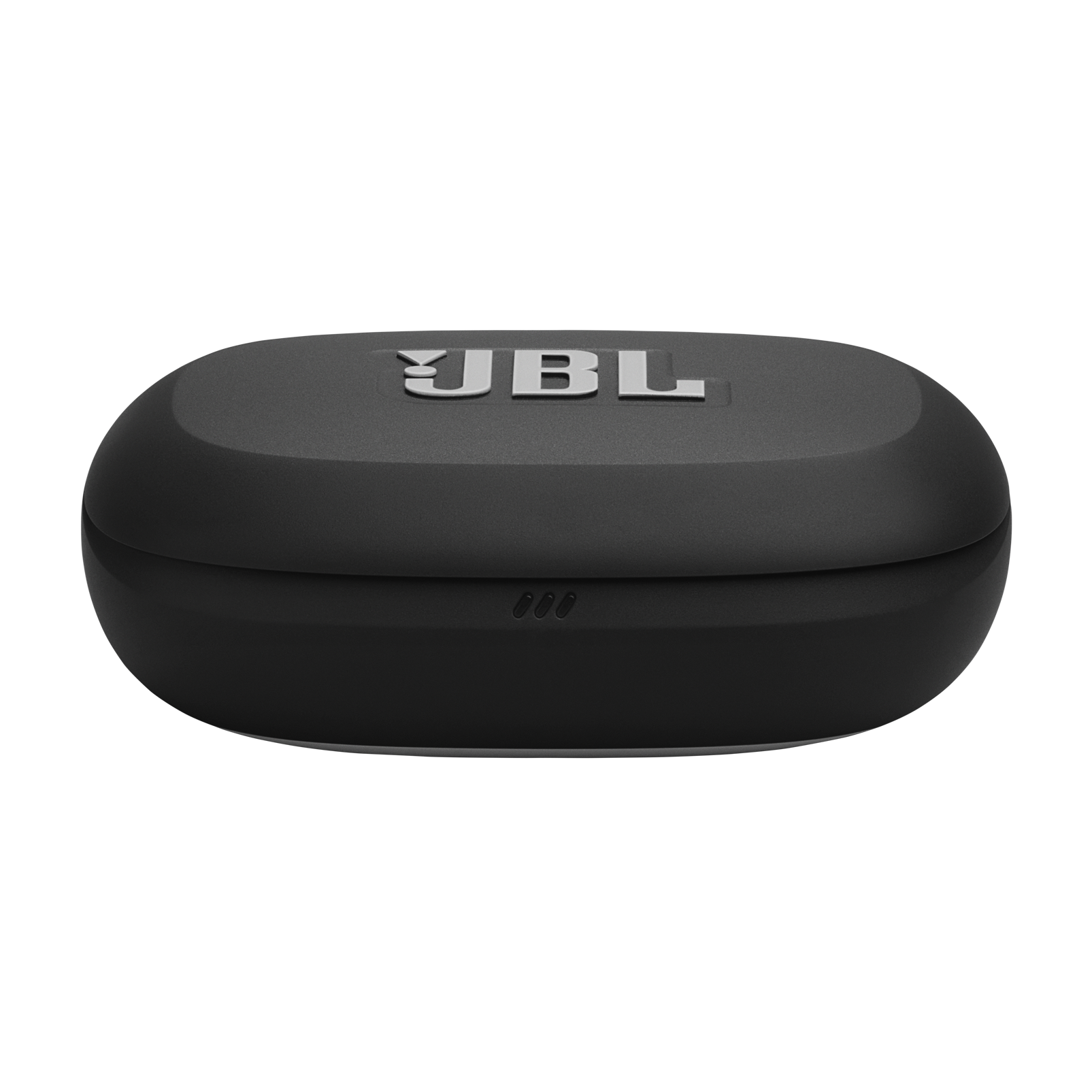 Funda de carga JBL negra con logo plateado y tres puntos.