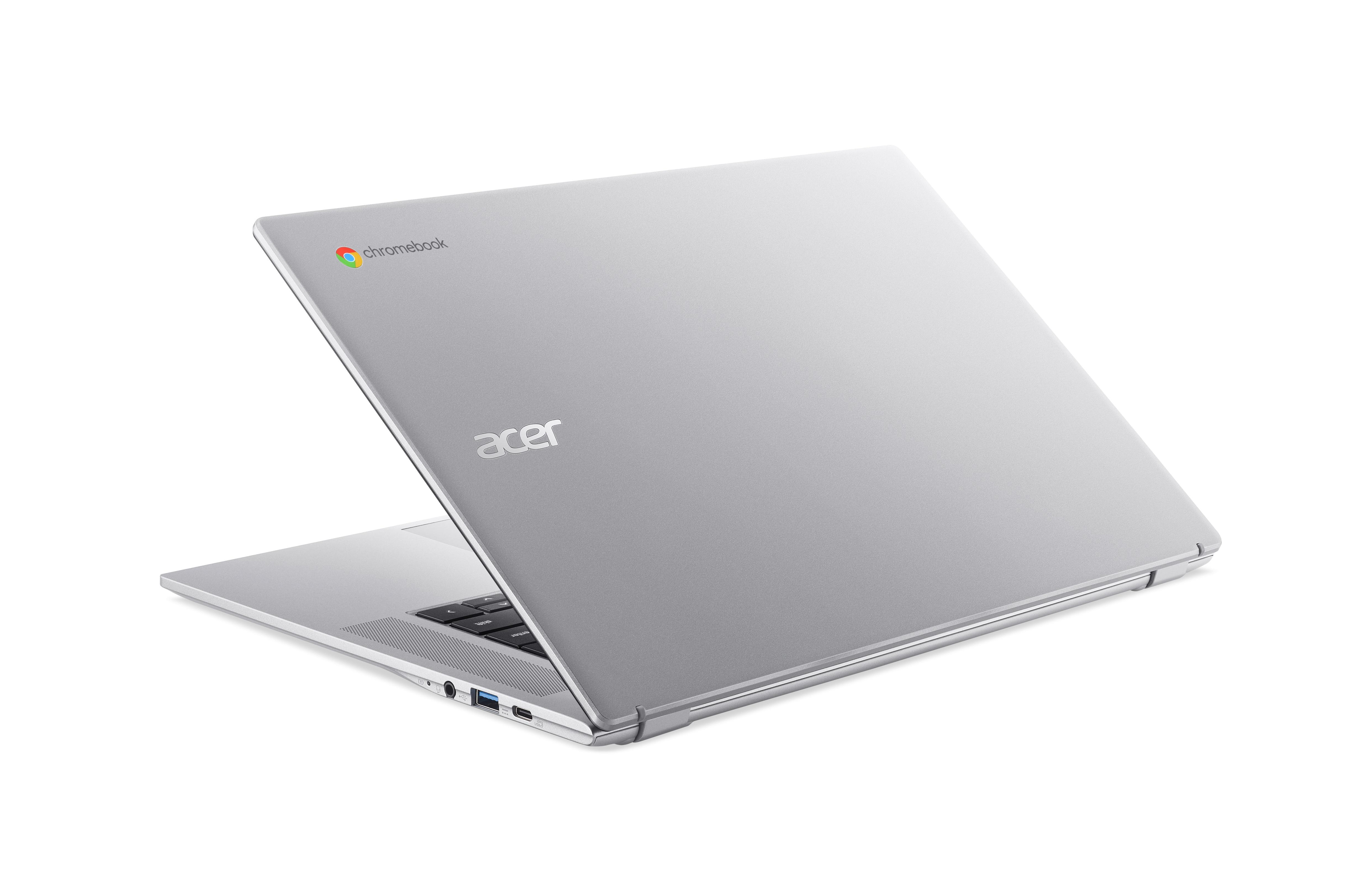 Ein silberner Acer Chromebook mit dem Logo auf dem Deckel.