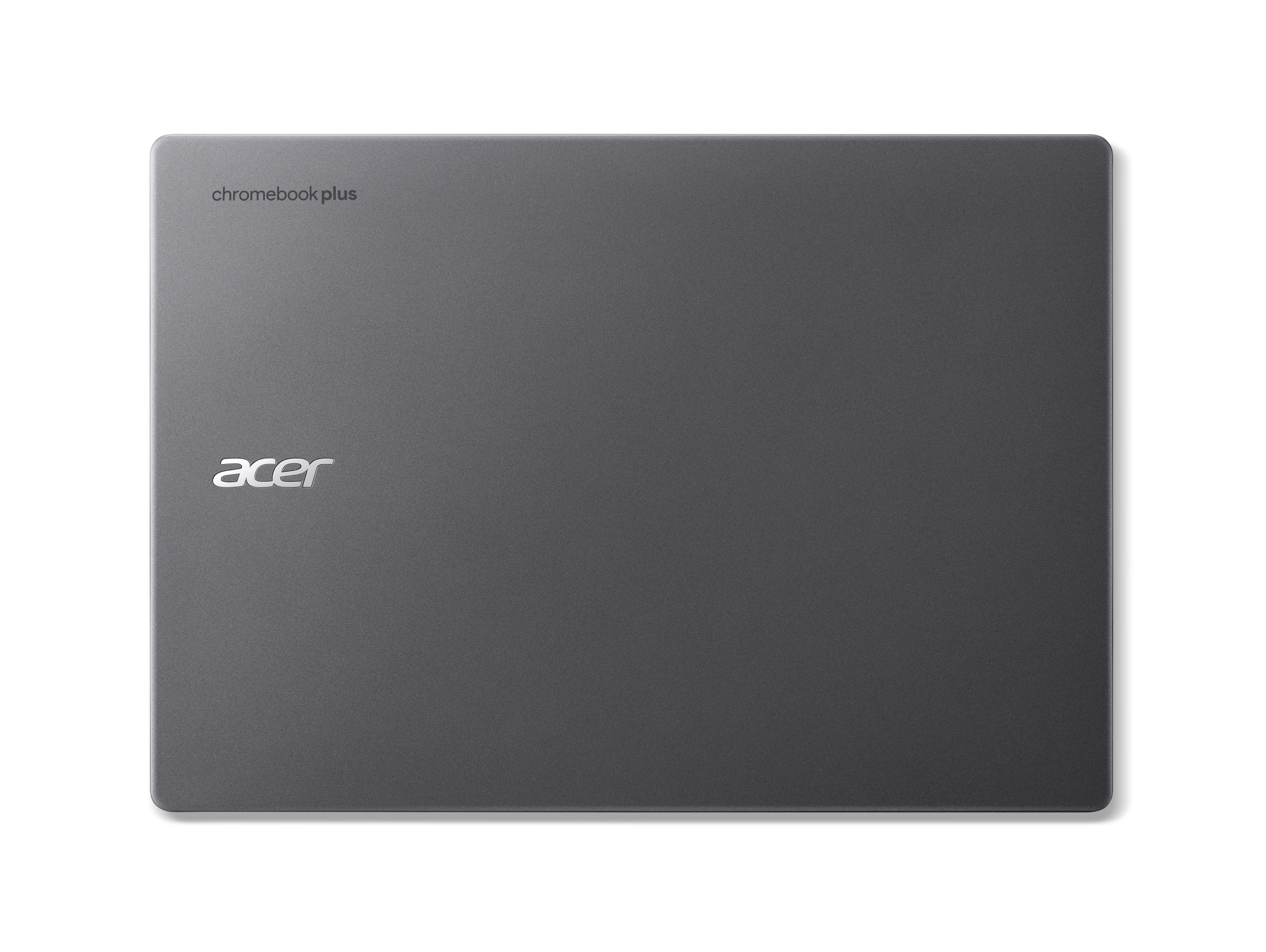 Ein geschlossener, dunkler Acer Chromebook Plus Laptop.