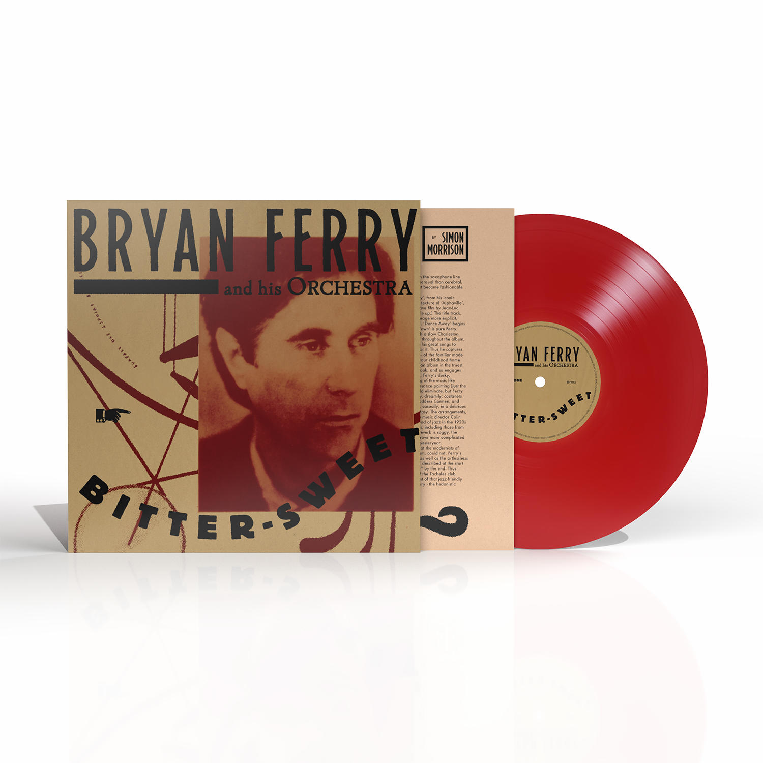 Bryan Ferrys Album "Bitter-Sweet" als rote Schallplatte und Hülle.