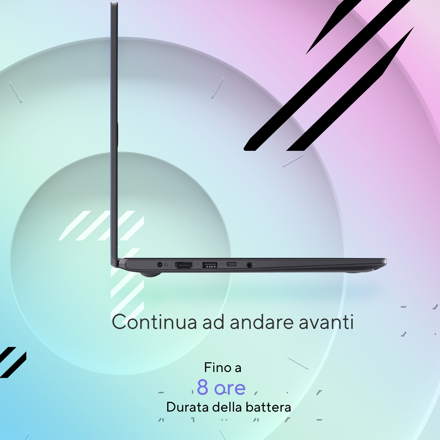 Un'area porte di laptop scura con connessioni HDMI e USB.