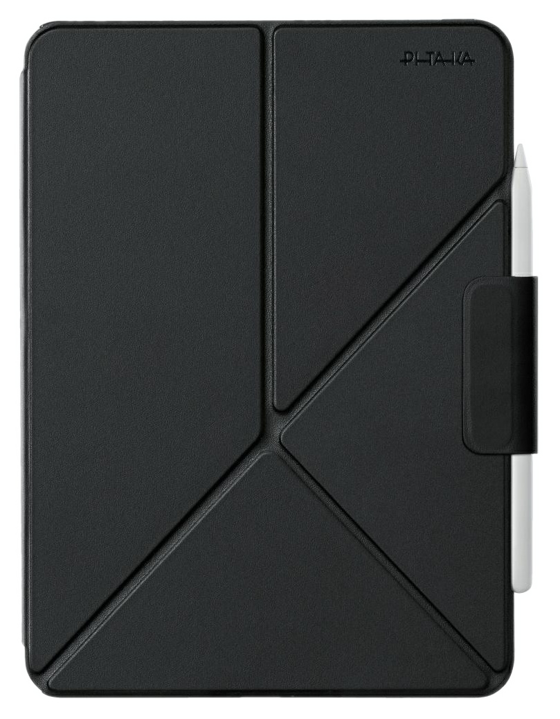Czarna okładka na tablet ze złożoną przednią częścią.