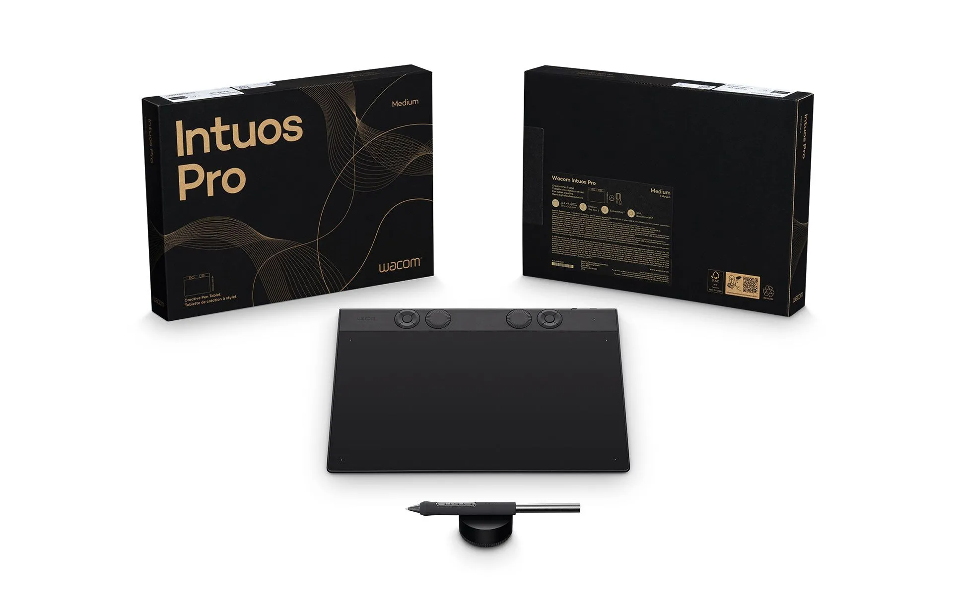 Wacom Intuos Pro Medium tollas táblagép tollal és csomagolással.