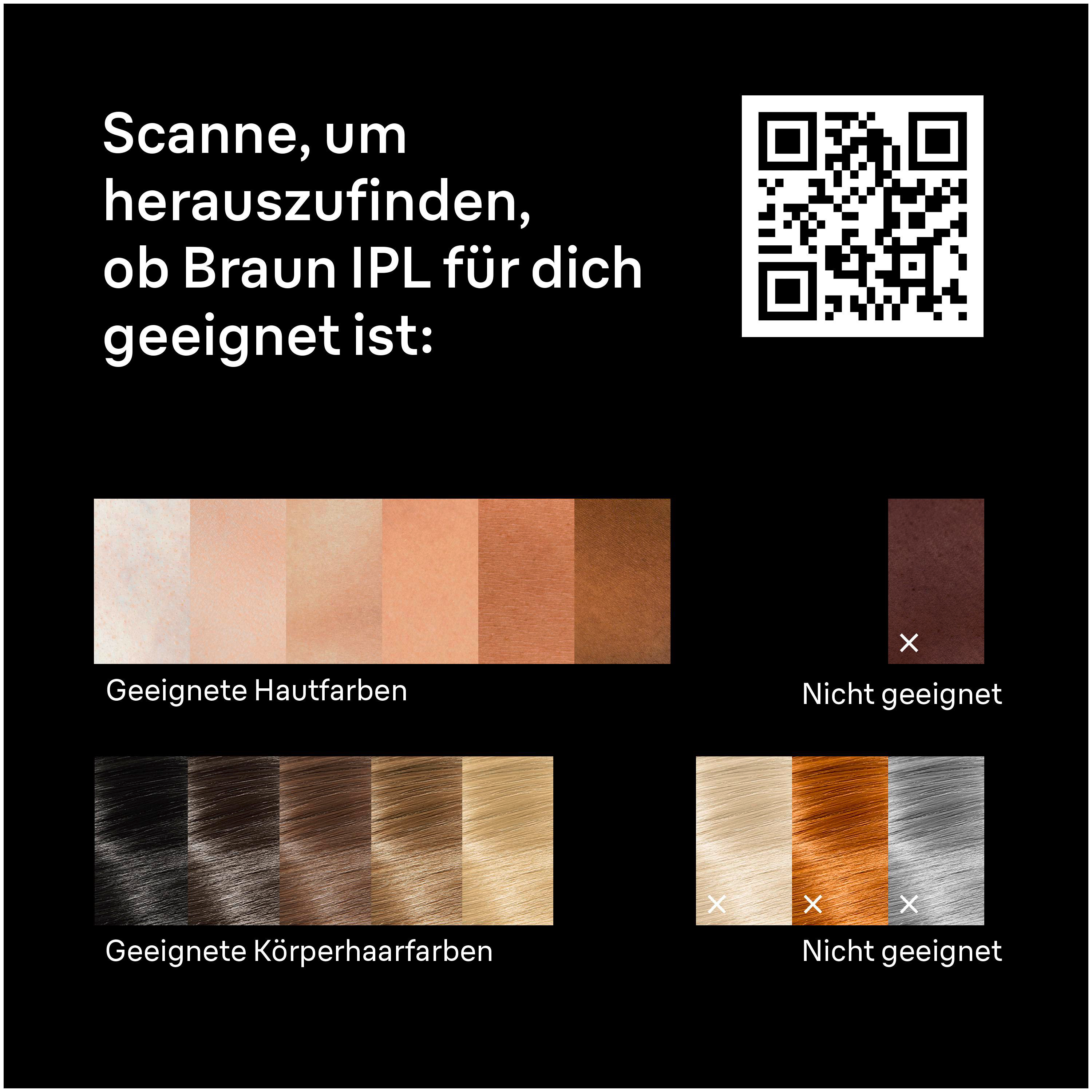 Scan, um zu sehen, welche Haut- und Haarfarben geeignet sind.