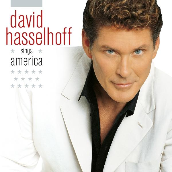 David Hasselhoff singt Amerika Album Cover. Mann im weißen Sakko.