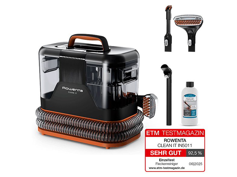 Rowenta Clean It IN5011 Tragbarer Teppichreiniger, Schwarz/Orange