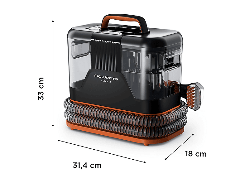 Rowenta Clean It IN5011 Tragbarer Teppichreiniger, Schwarz/Orange — Foto 2 von 5