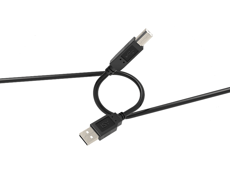 Cable USB - ISY IUC-1004, 2.0, USB-A a USB-B, 3m, 480 Mbps, Negro