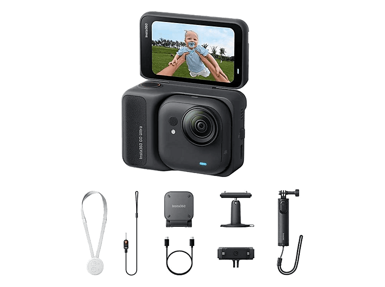 Insta360 GO Ultra Creator Bundle, 4K, 200min Autonomía, Sensor 1/1,28 CMOS, Pantalla Táctil Abatible, IPX8, Negro