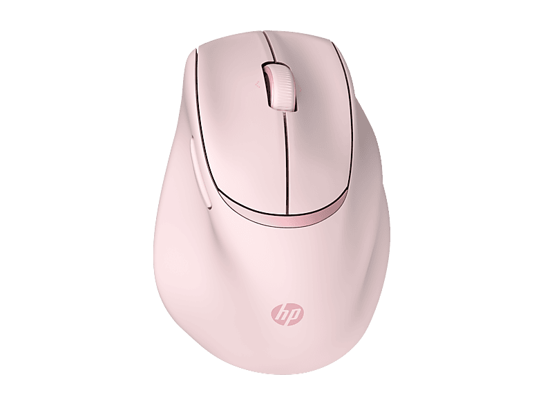 Ratón inalámbrico - HP Tilt Ergonomic Pink Mouse 720M, Inalámbrica, 1600 DPI, Rosa