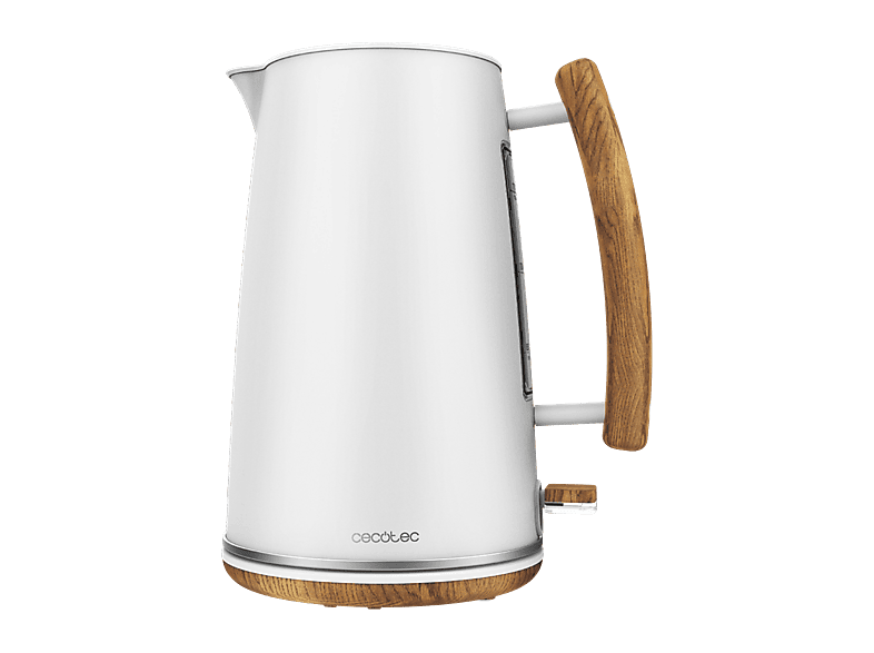 Hervidor de agua - Cecotec 400 White Woody, 3000 W, 1,7 L, Acero inoxidable, Base 360º, Filtro antical desmontable, Libre BPA, Multicolor