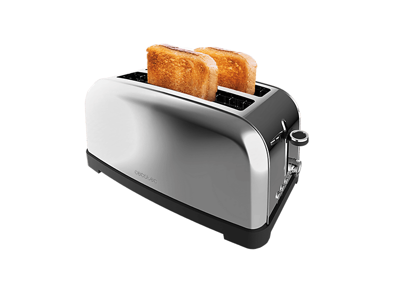 Tostadora - Cecotec Toastin’ time 1500 Inox Lite, W, Doble ranura larga, 4 tostadas, Acero inoxidable, Multicolor