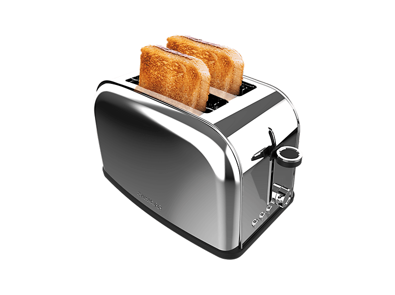 Tostadora - Cecotec Toastin’ time 850 Inox Lite, W, 2 tostadas, Ranura ancha 3,8 cm, Acero inoxidable, Multicolor
