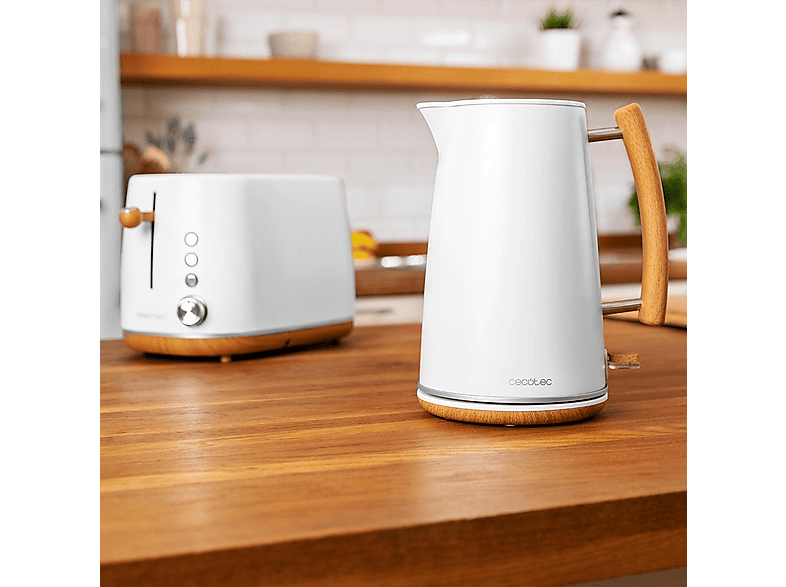 Hervidor de agua - Cecotec 400 White Woody, 3000 W, 1,7 L, Acero inoxidable, Base 360º, Filtro antical desmontable, Libre BPA, Multicolor – imagen 3