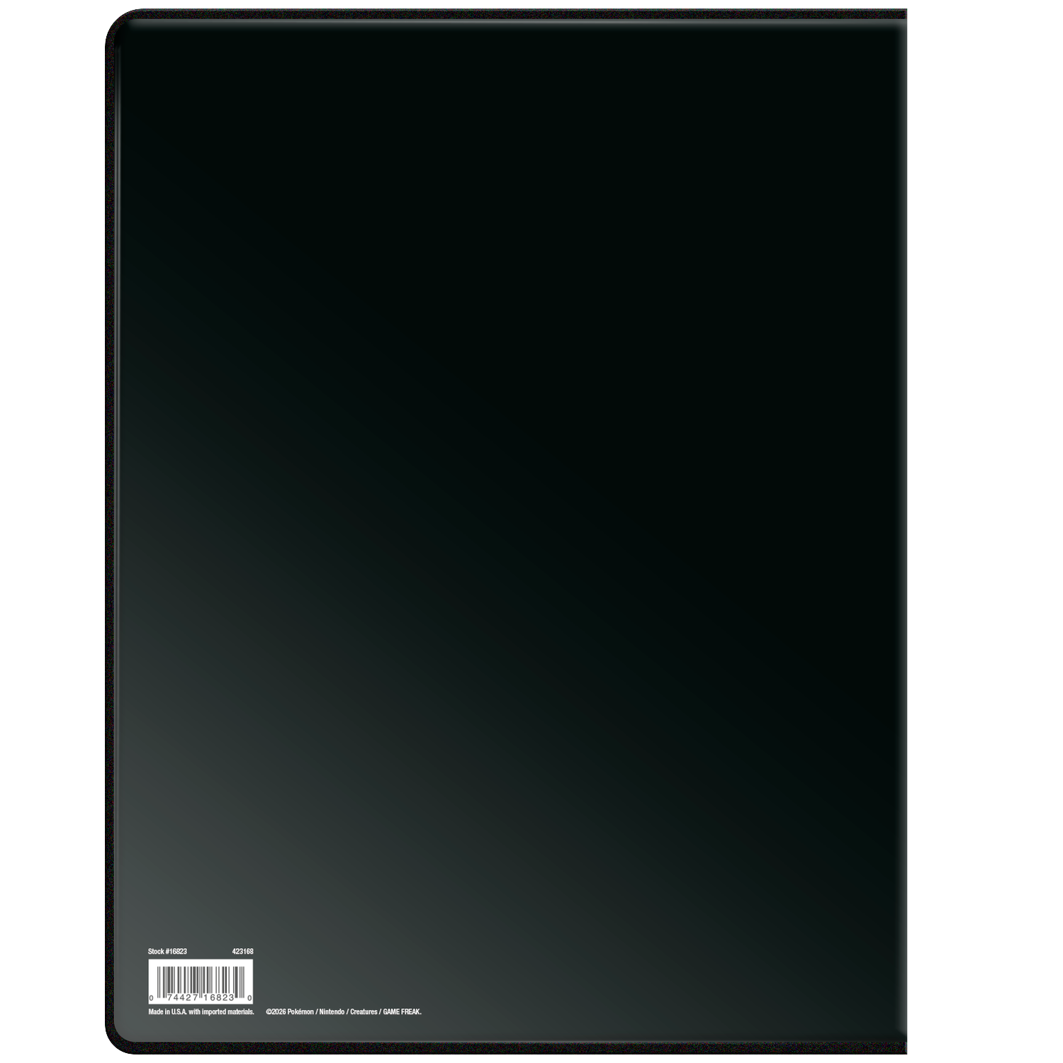 Black binder with product info and barcode on the bottom left.