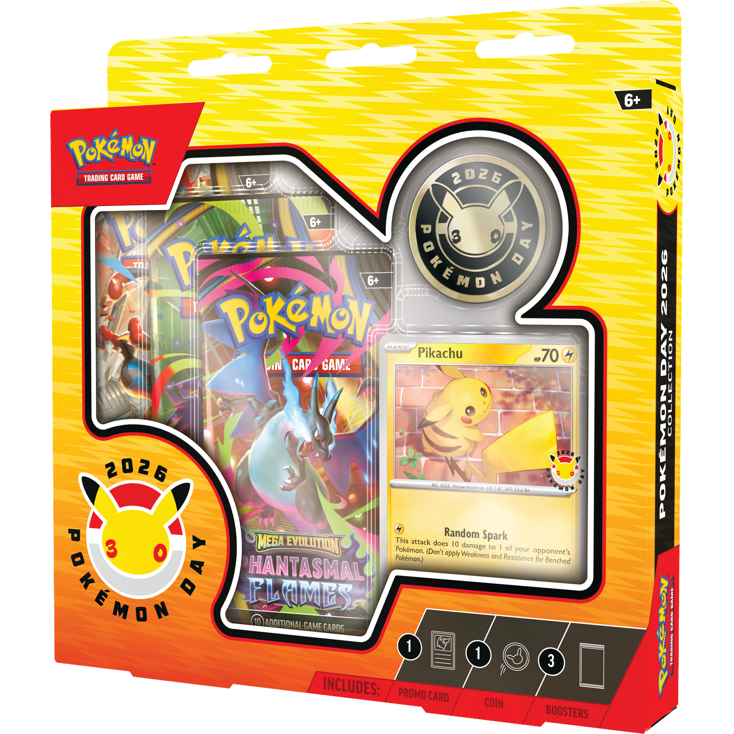 Pokémon Trading Card Game set voor Pokémon Dag 2026, met Pikachu kaart.