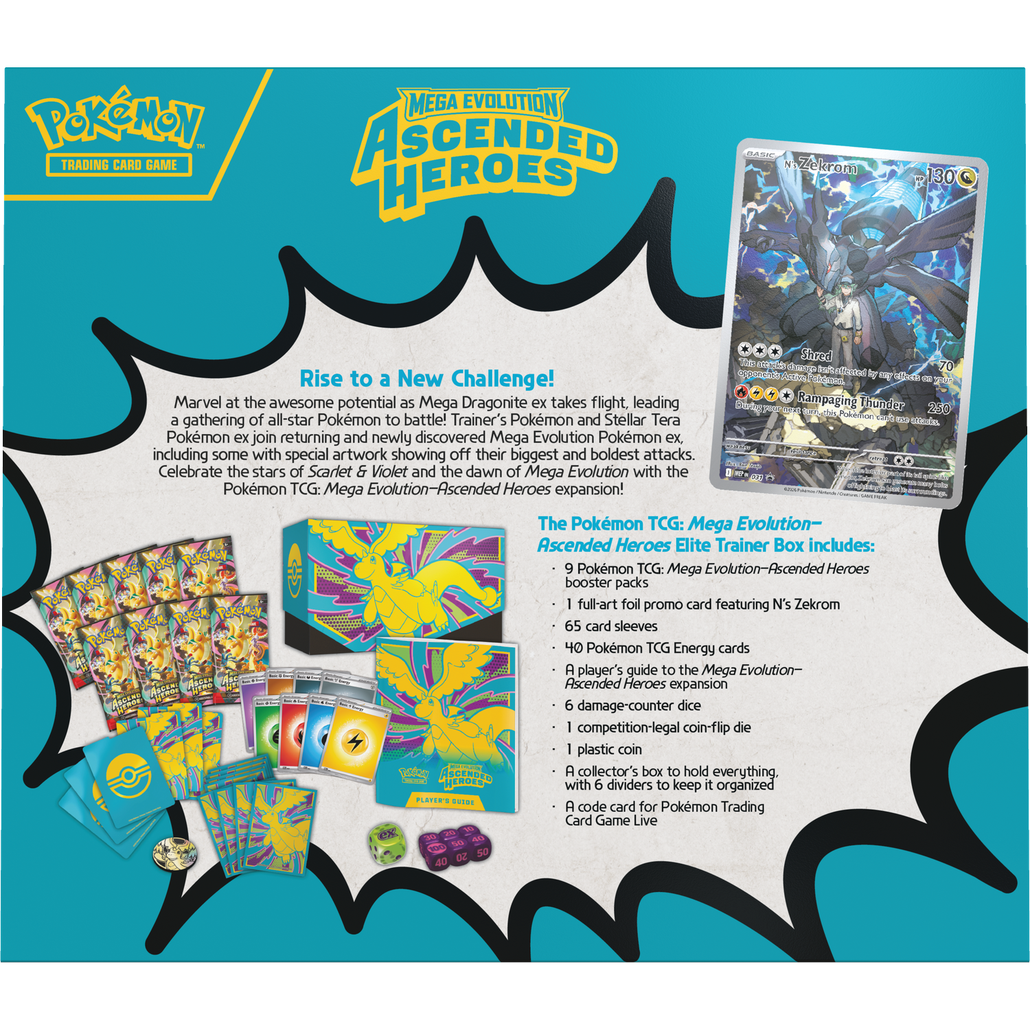 Pokémon TCG: Mega Evolution Ascended Heroes Elite Trainer Box met N's Zekrom.