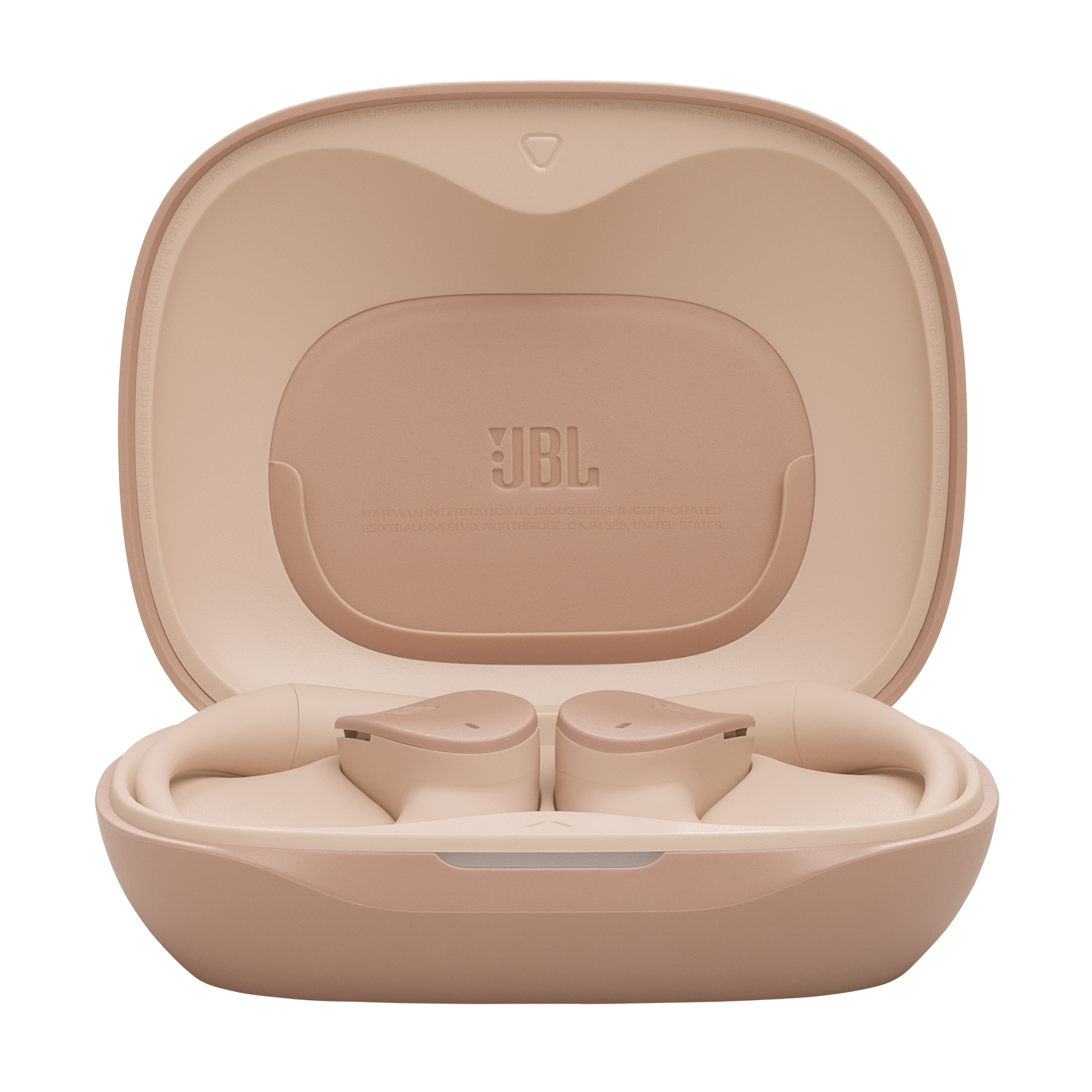 İçinde iki kulaklık bulunan pembe bir JBL kulaklık kutusu.