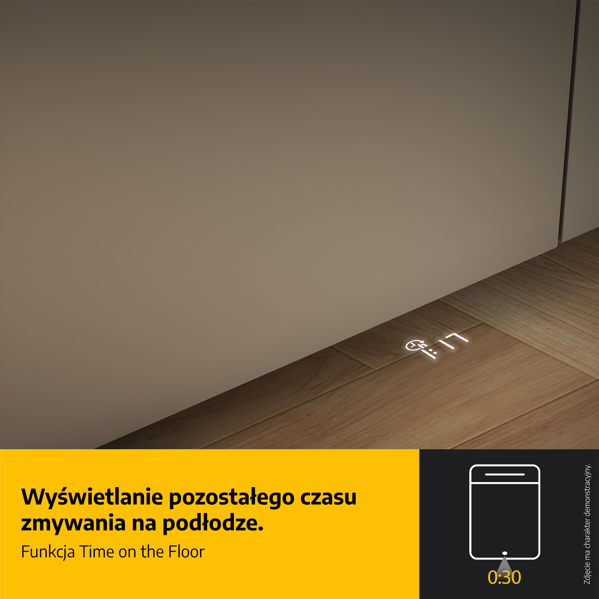 Czas na podłodze: 0:17. Funkcja zmywarki.