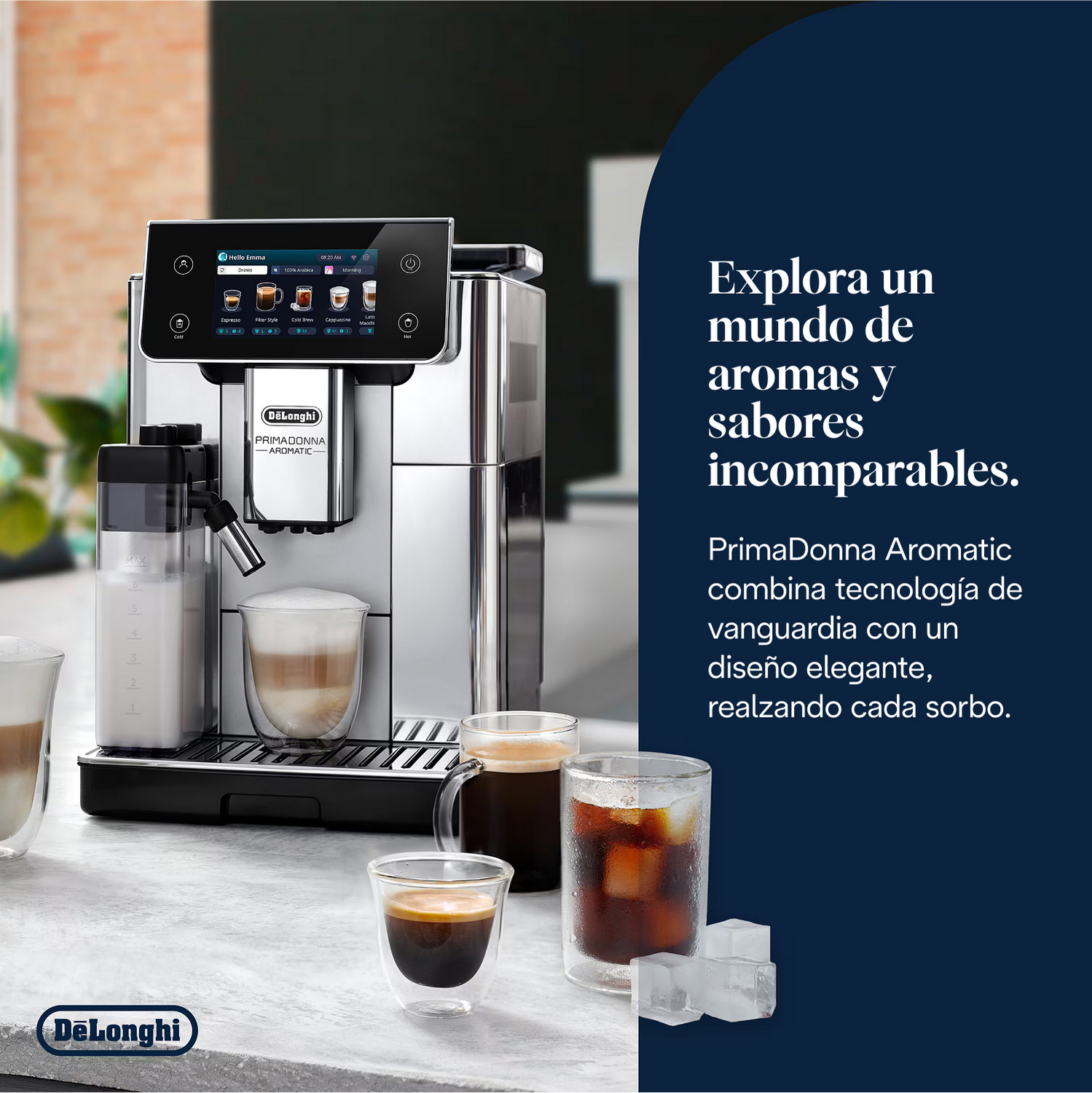Explora un mundo de aromas y sabores incomparables. PrimaDonna Aromatic combina tecnología de vanguardia con un diseño elegante, realzando cada sorbo.