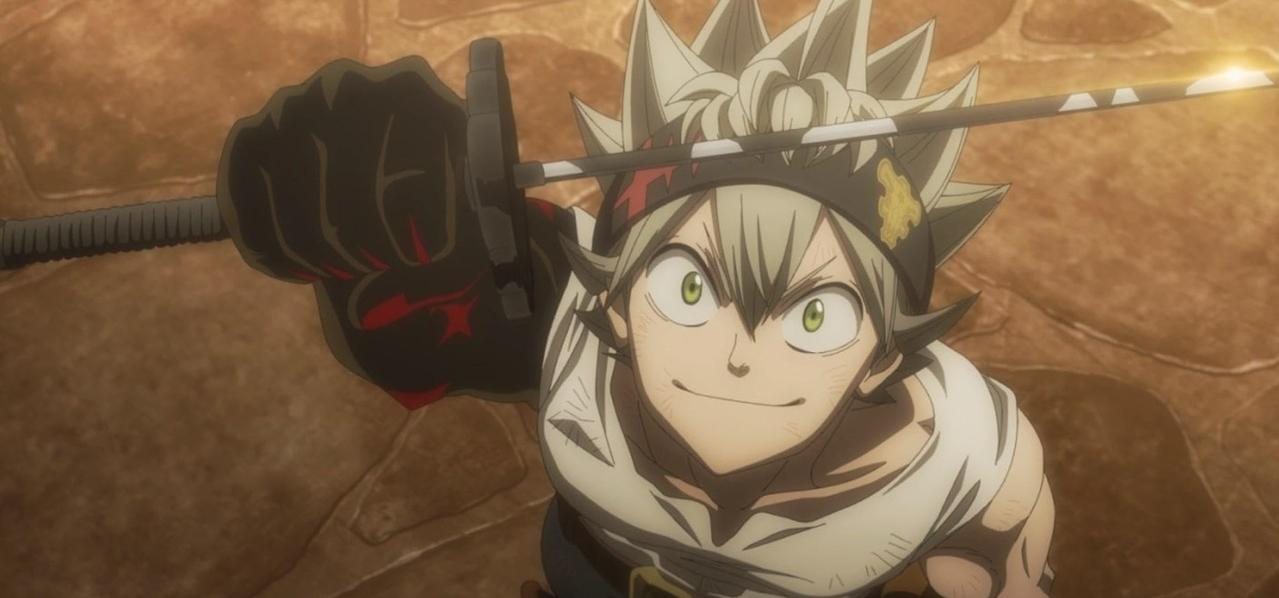 Ein Anime-Charakter mit weißem Haar und grünen Augen hält ein Schwert.