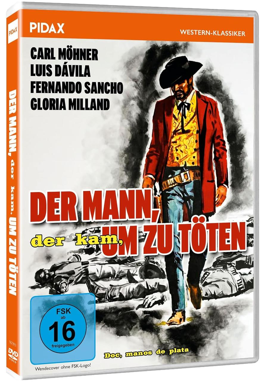 Ein Westernheld in rotem Jackett steht über Toten, der Filmtitel ist prominent.