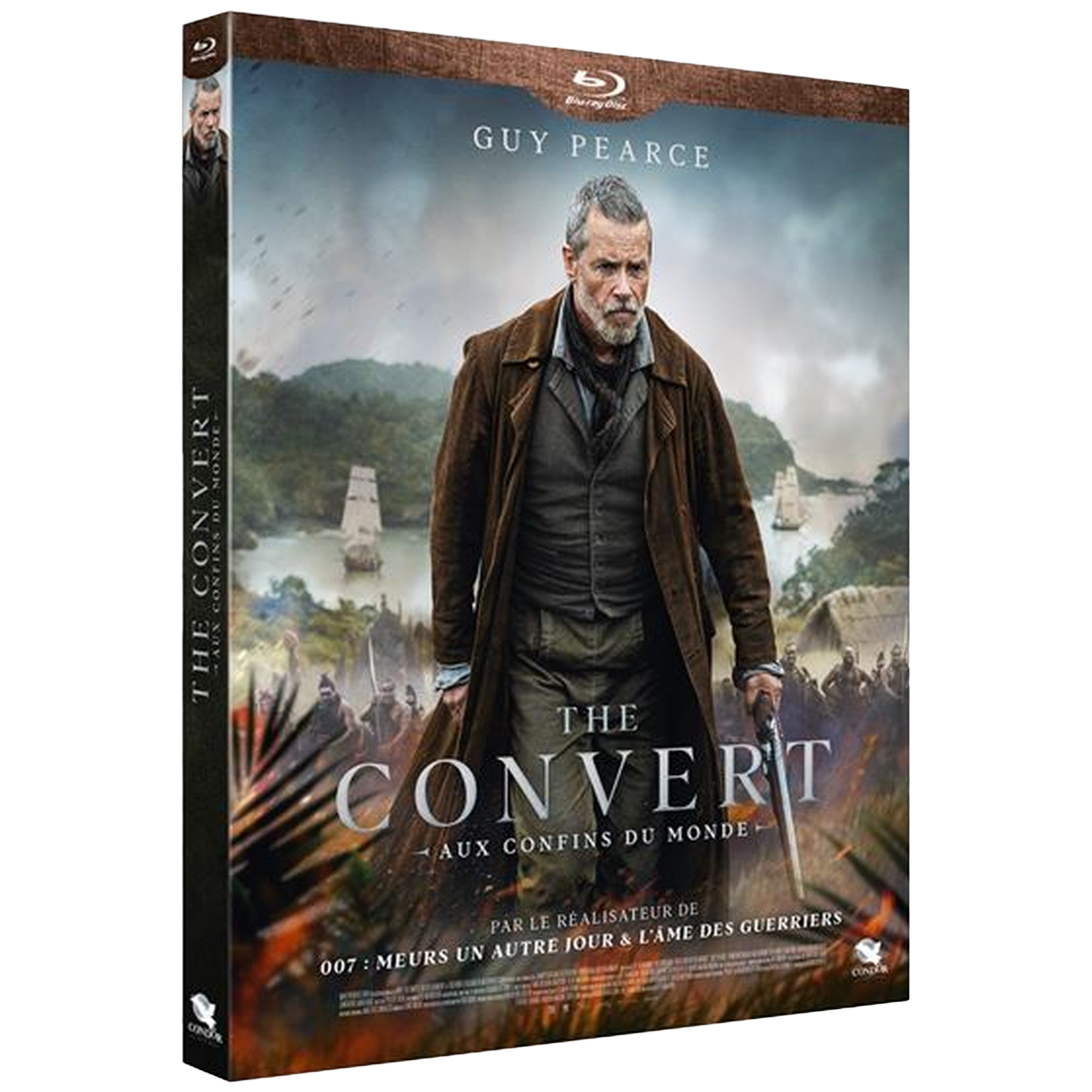 Guy Pearce dans "The Convert" affiche de film. Homme en manteau.