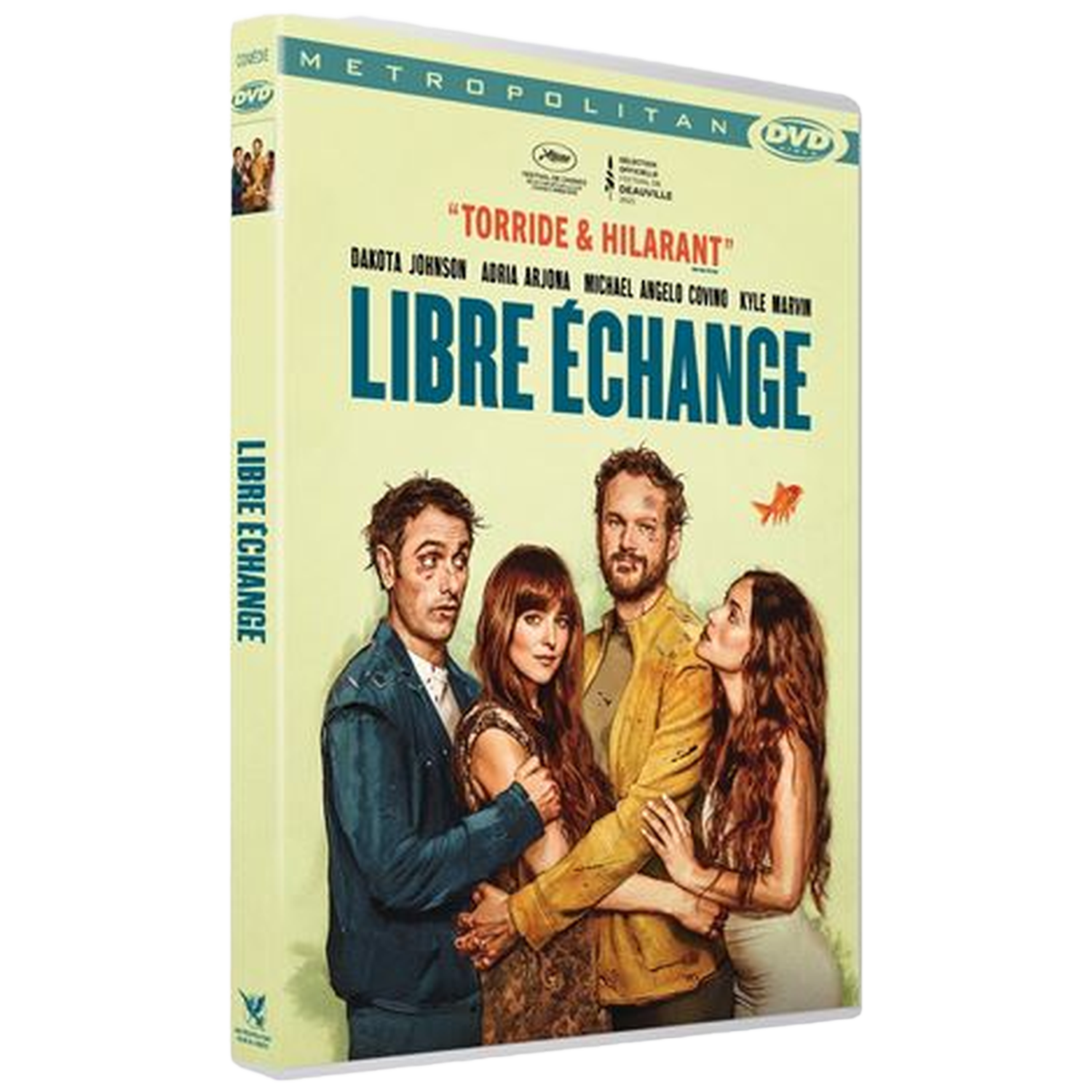 Couverture DVD avec quatre personnes, le titre du film et des logos.