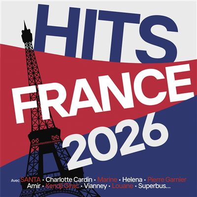 Tour Eiffel et texte "HITS FRANCE 2026" sur fond rouge et bleu.