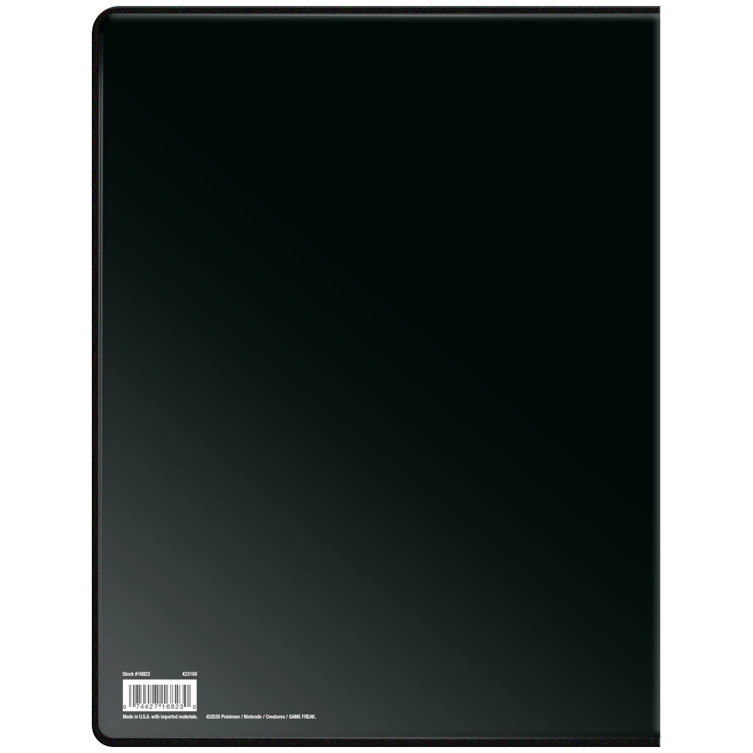 Black binder with Pokémon logo and barcode at the bottom.