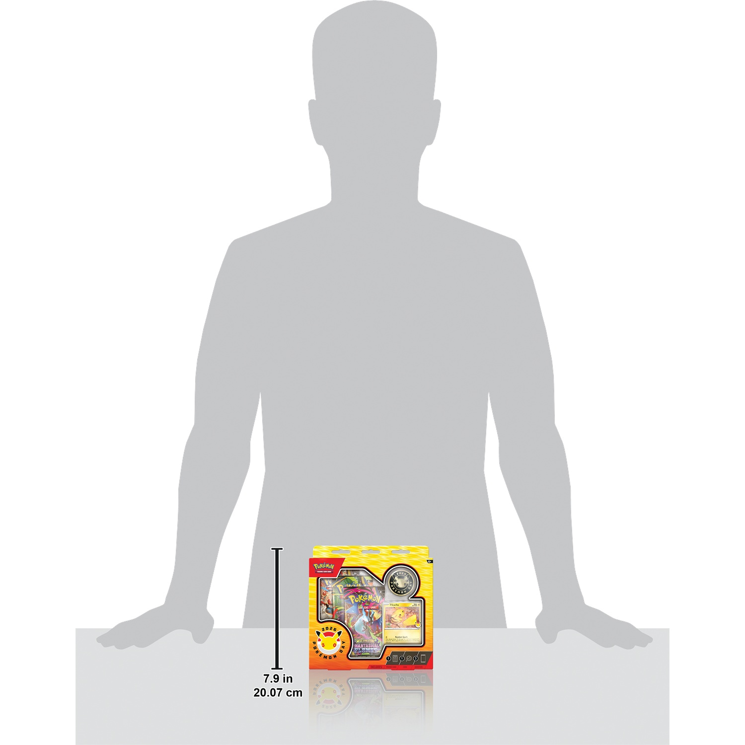 Pokémon kaartenbox met Pikachu-design, 7,9 inch hoog.