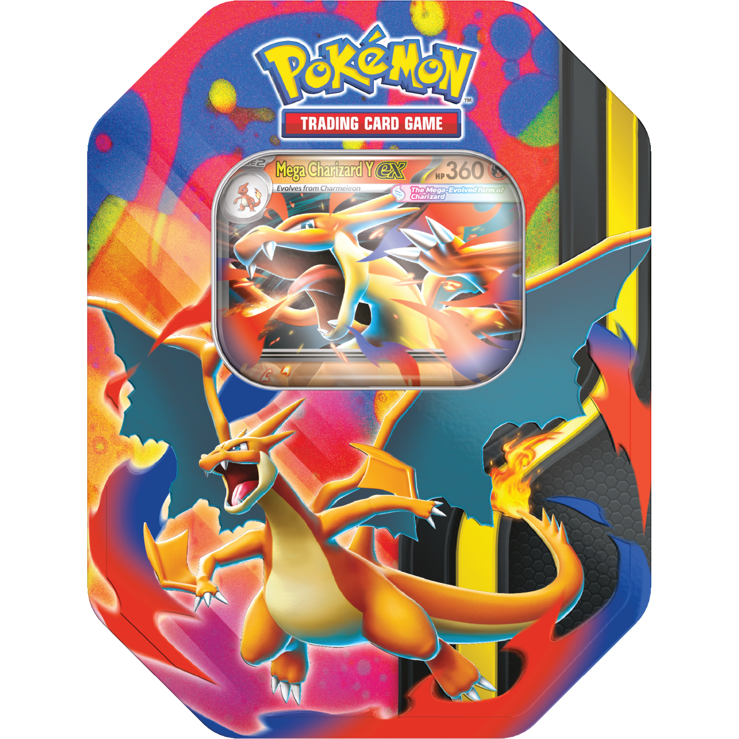 Boîte de Jeu de Cartes à Collectionner Pokémon avec Mega Charizard Y et feu.