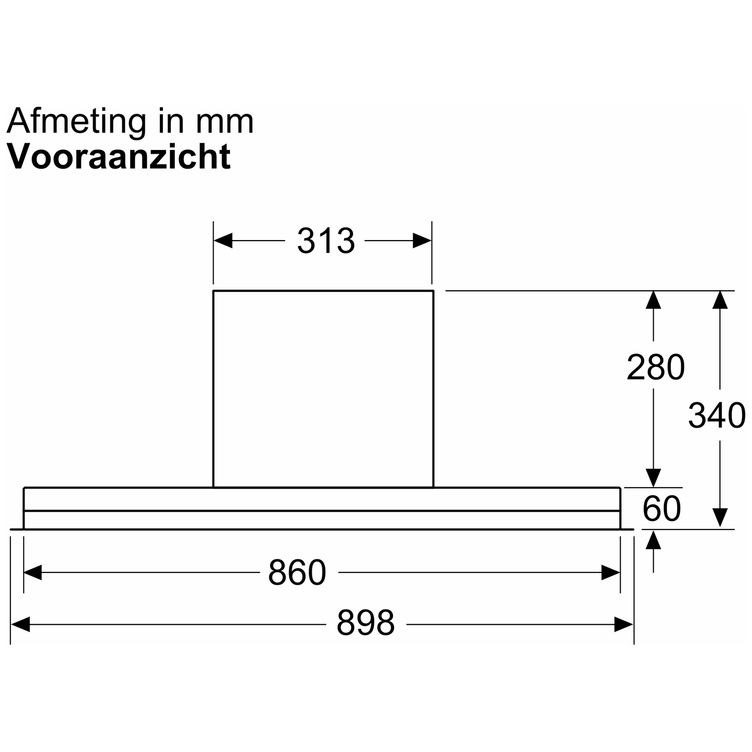 Technical drawing with dimensions in mm. Front view.