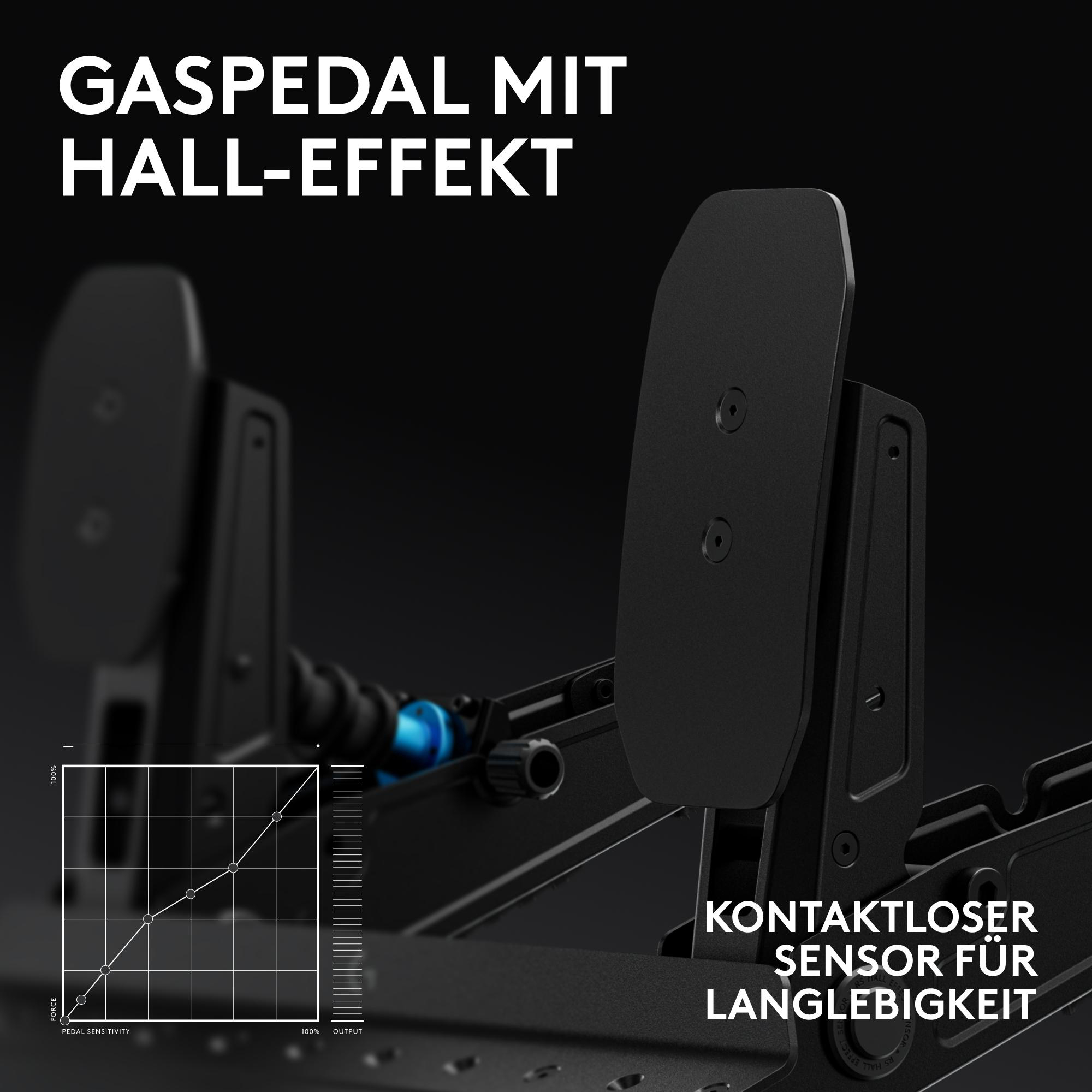 Schwarzes Gaspedal mit Hall-Effekt-Sensor und Graphen.