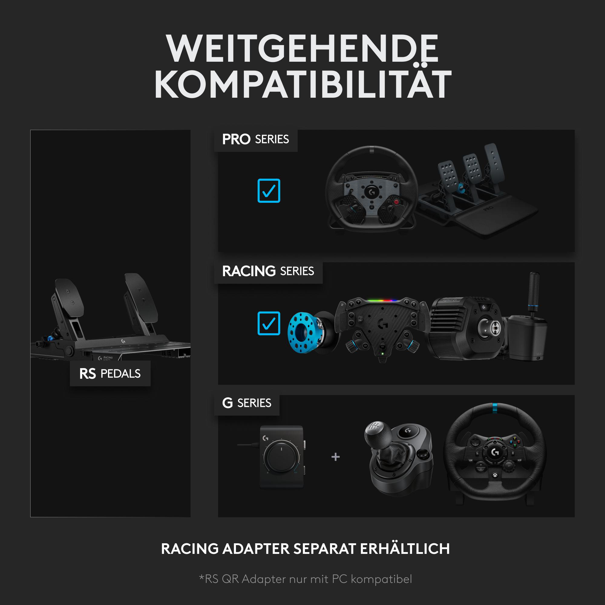 Logitech Rennspielzubehör: Pro, Racing & G Serien mit Pedalen.