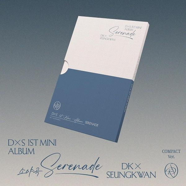 Albumcover mit Titel 'Serenade', blau-weißem Design und Künstlernamen DKX SEUNGKWAN.