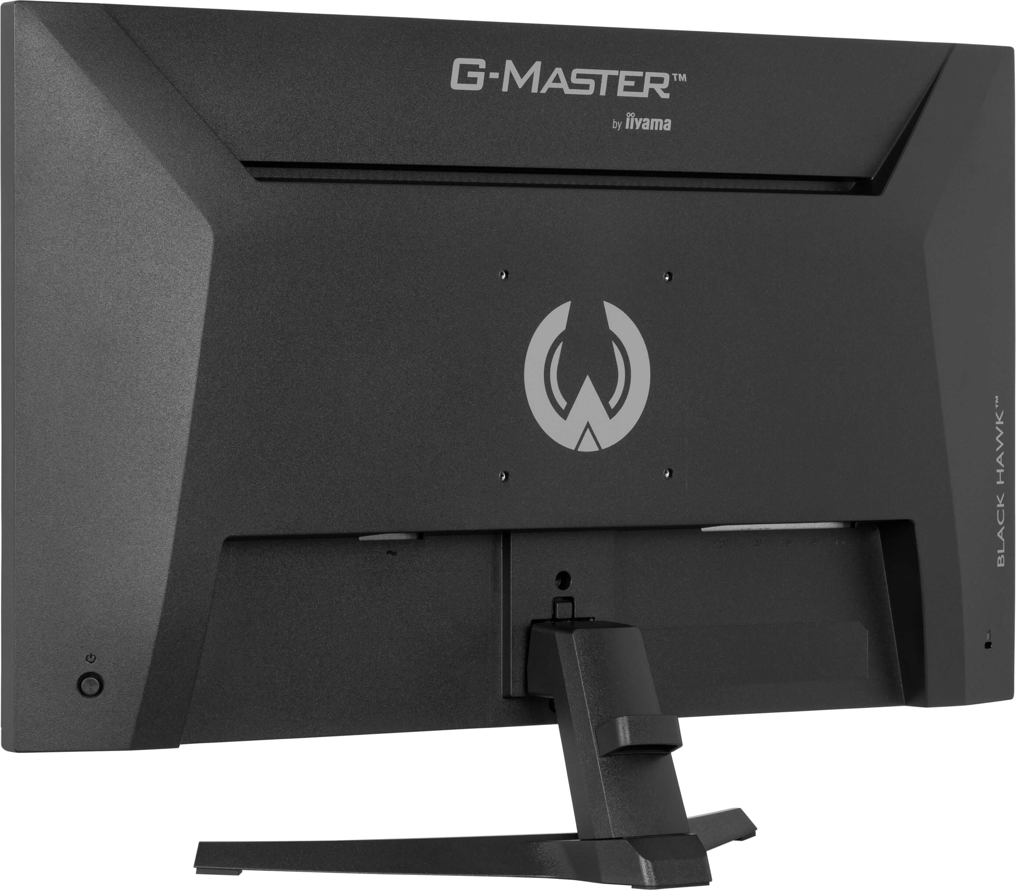 Tył czarnego monitora z logo G-MASTER i portami.