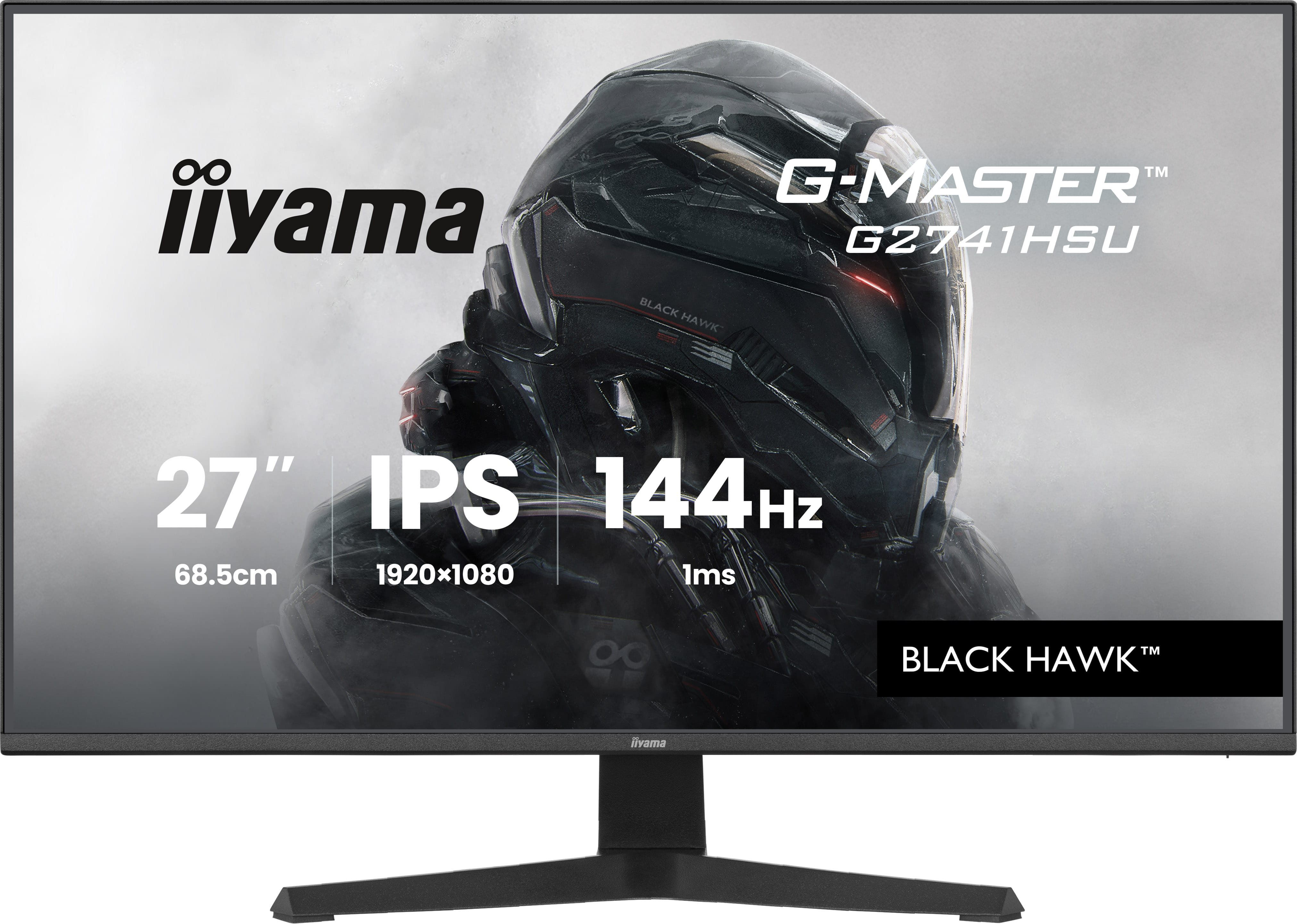 Monitor IPS 27 cali, 144Hz, rozdzielczość 1920x1080, czas reakcji 1ms.